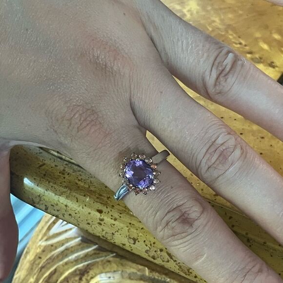 Natural Moroccan Amethyst Sterling Silver Ring Size 9 - Picture 4 of 9